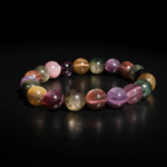 Pulsera de diseño de lujo adornada con cuentas de 9-10mm de gema de lepidolita multicolor natural original calidad 5A+.
