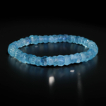 Pulsera de diseño elegante adornada con cuentas de 4x6,5mm de gema de aguamarina natural original facetada calidad 8A+ VIP.