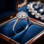 Luxus-Halo-Ring aus 925er Sterlingsilber, besetzt mit einem GRA-zertifizierten originalen Moissanit-Edelstein im Rundschliff.