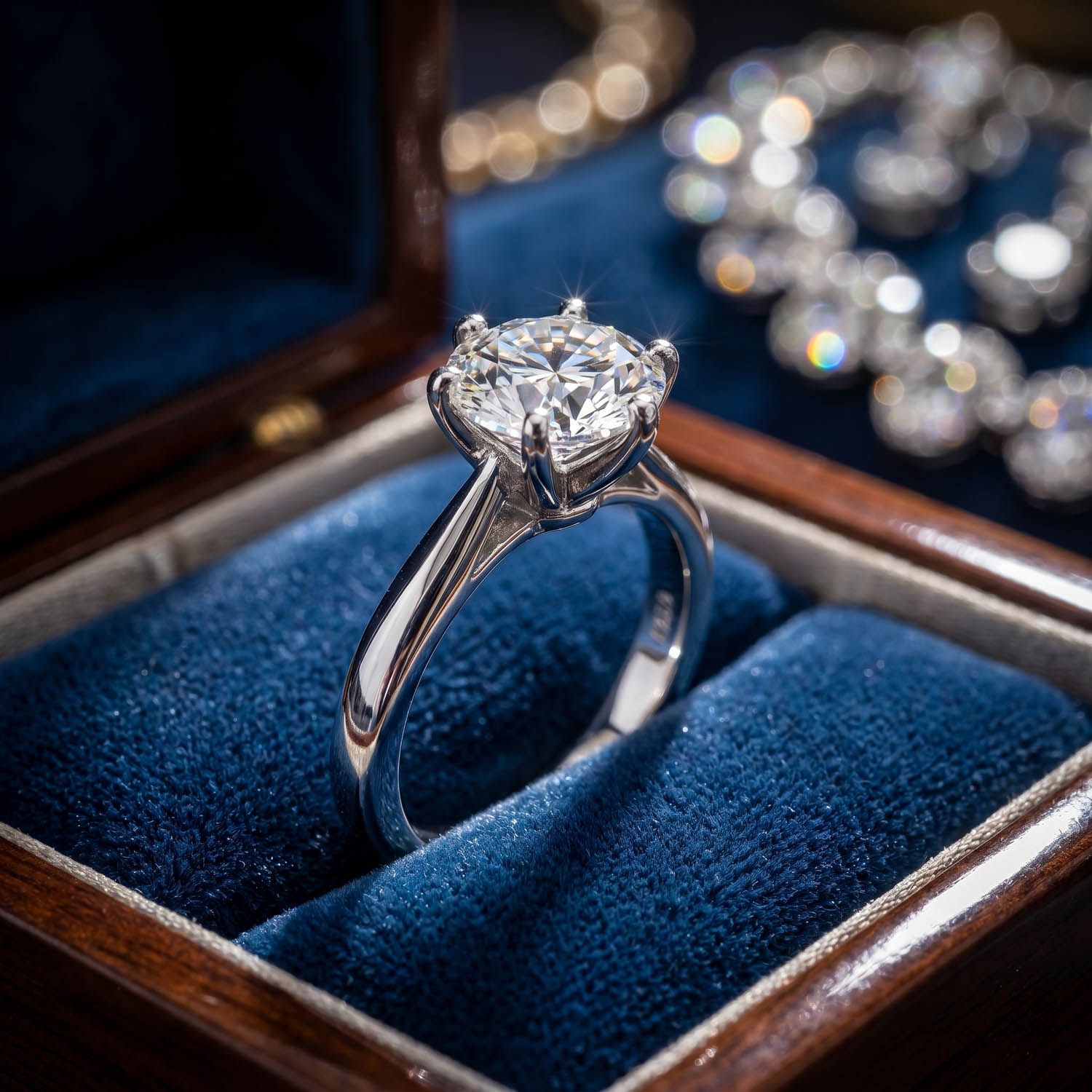 orijinal-sertifikali-moissanite-mozanite-925-ayar-gumus-tektas-yuzuk Luxus-Solitair-Ring aus 925er Sterlingsilber, besetzt mit einem zertifizierten originalen Moissanit-Edelstein im Rundschliff.