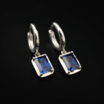 Orijinal Safir Doğal Taş 925 Ayar Gümüş Tasarım Küpe (2,60ct) - Görsel 5