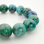 Bracelet de prestige orné de perles rondes de 14-15mm en azurite malachite naturelle originale de qualité 6A+.