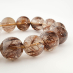 Pulsera de diseño de lujo adornada con cuentas de 14,98-15,12mm de gema de cuarzo rutilado cobre y oro natural original calidad 10A+ VIP.