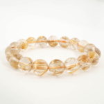 Bracciale di design di lusso ornato con sfere da 10,23-10,28mm di gemma di quarzo rutilato oro originale 10A+ VIP con certificato.