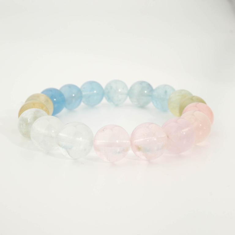 Pulsera de diseño elegante adornada con cuentas de 11-12mm de gema de morganita natural original calidad 7A+.