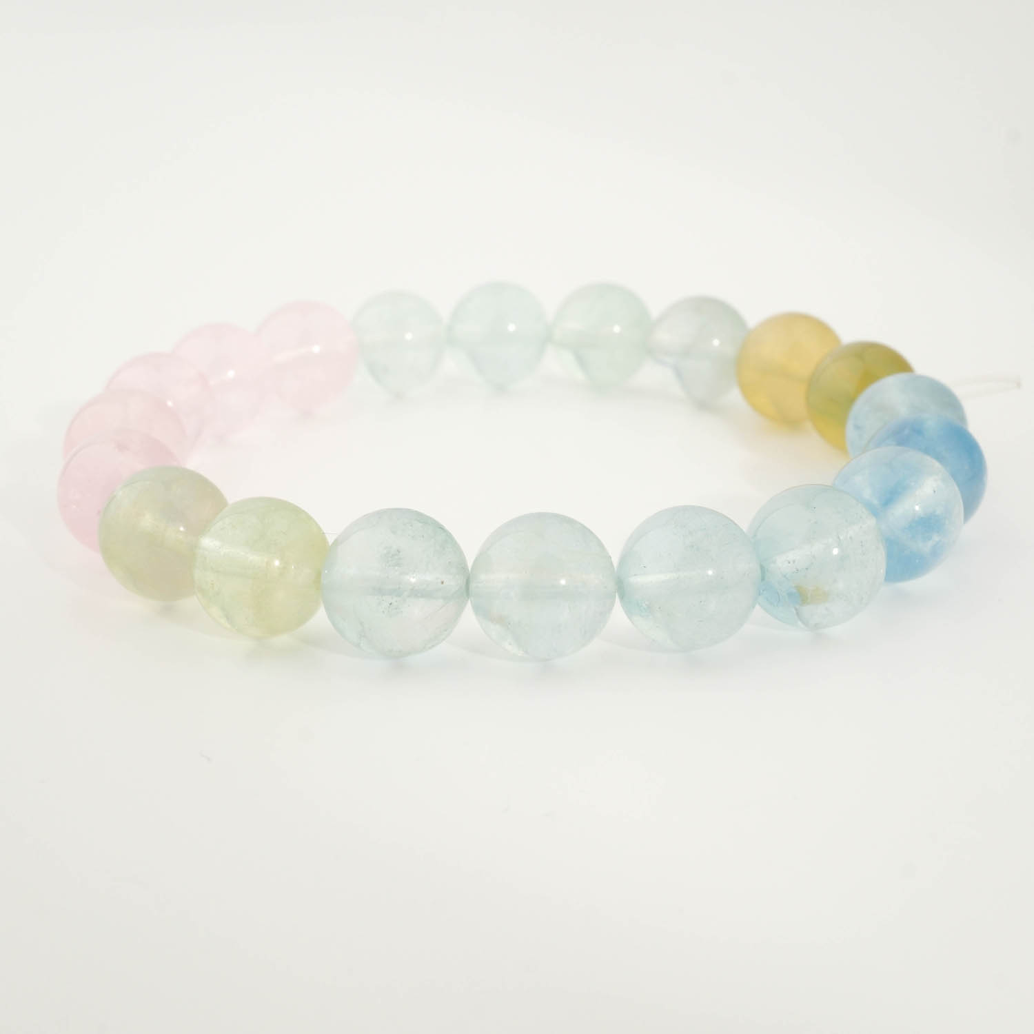 Pulsera de diseño elegante adornada con cuentas de 9-10mm de gema de morganita natural original calidad 7A+.