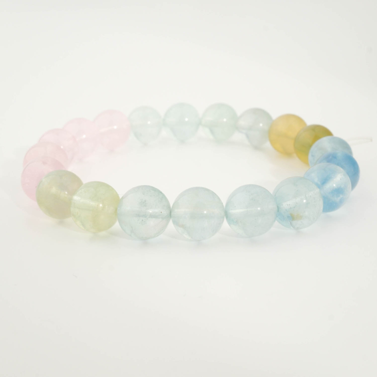 Pulsera de diseño elegante adornada con cuentas de 9-10mm de gema de morganita natural original calidad 7A+.