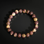 Pulsera de diseño adornada con cuentas redondas de 9-10mm de gema de jaspe chocolate natural original.