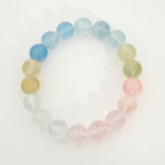Bracciale di design ornato con sfere da 11-12mm di gemma di morganite originale 7A+ con sfumature rosa e azzurre.