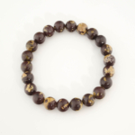 Bracciale di design ornato con sfere da 9-10mm di gemma di diaspro cioccolato naturale originale.