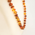 A certified original Baltic amber gemstone adult necklace (20-23g, 59-62cm) featuring smooth cognac amber beads.