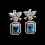 Orijinal Blue Topaz Doğal Taşlı 925 Ayar Gümüş Tasarım Küpe - Görsel 4