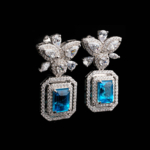Orijinal Blue Topaz Doğal Taşlı 925 Ayar Gümüş Tasarım Küpe - Görsel 5