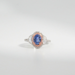 Ženski prsten od srebra 925 sa prirodnim plavim safirom od 1,95 ct i roze cirkonima.
