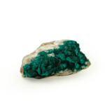 A natural raw emerald-green dioptase crystal cluster specimen.