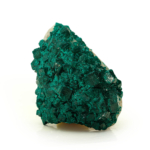 A natural raw emerald-green dioptase crystal cluster specimen weighing approximately 159.6g and measuring 6x7cm.