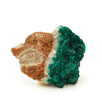 A natural raw emerald-green dioptase crystal cluster specimen.