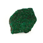 Échantillon de pierre naturelle de dioptase brute d'un vert émeraude intense.