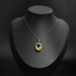 925 sterling silver women necklace featuring an oval cut natural yellow citrine gemstone pendant.