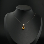 925 sterling silver women design necklace with faceted pear and round cut natural yellow citrine gemstones.