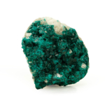 A natural raw emerald-green dioptase crystal cluster specimen.
