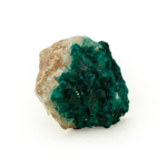 A natural raw emerald-green dioptase crystal cluster specimen.