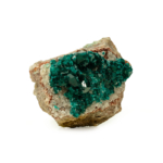 A natural raw emerald-green dioptase crystal cluster specimen.