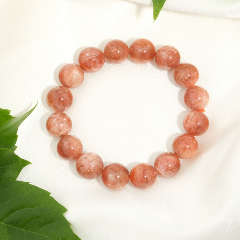 Orijinal 13-14 mm parlak ışıltılı iri küre kesim turuncu güneş taşı doğal taş unisex bileklik.