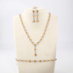 A 925 sterling silver women's jewelry set featuring teardrop natural yellow citrine gemstones with a 43+5cm necklace and 17+3cm bracelet.