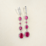 Parure pour femme en argent 925 avec rubis naturel original comprenant collier bracelet boucles d'oreilles et bague.