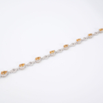 Parure de bijoux pour femme en argent 925 avec citrines naturelles comprenant collier 45+3cm, bracelet 19cm, boucles et bague.