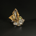 Bague pour femme en argent 925 motif papillon sculpté en citrine et quartz rose avec topaze bleue et péridot.