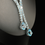 Orijinal Blue Topaz Doğal Taş 925 Ayar Gümüş Su Yolu Tasarım Kadın Kolye/Gerdanlık - Görsel 7