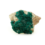 A natural raw emerald-green dioptase crystal cluster specimen.
