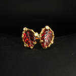 Carving İşçilik Orijinal Garnet (Lal) ve Blue Topaz Doğal Taş 925 Ayar Gümüş Tasarım Gold Kaplama Kadın Yüzük - Görsel 5
