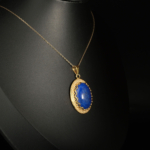 Orijinal Lapis Lazuli Doğal Taş 925 Ayar Gümüş Tasarım Gold Kaplama Unisex (Erkek/Kadın) Kolye - Görsel 5
