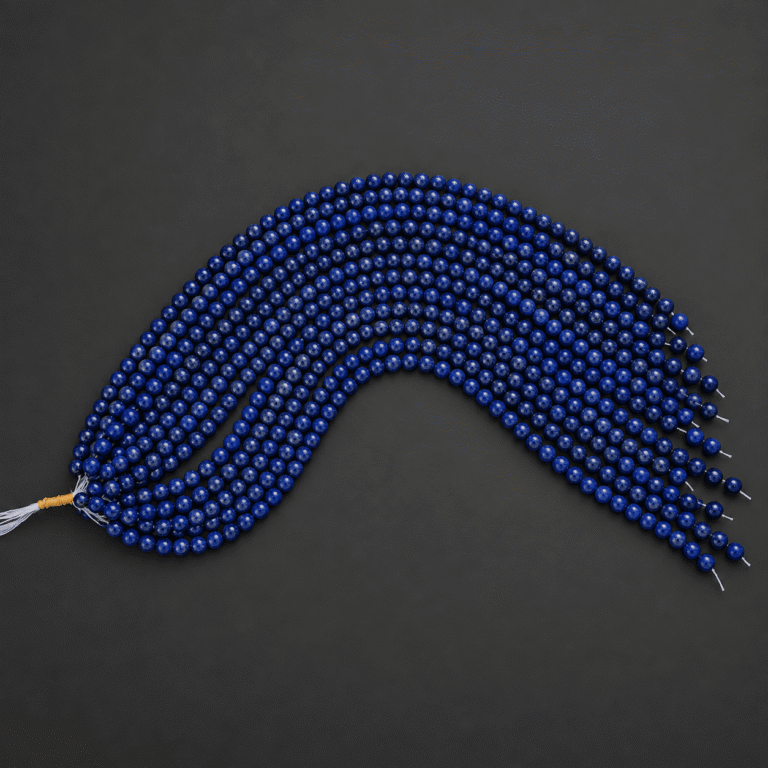 Lacivert ve mavi tonlu 8 mm yuvarlak Lapis Lazuli doğal taş boncuk dizi