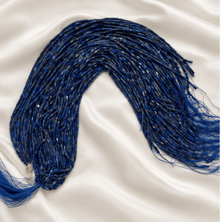 2x4 mm dikdörtgen Lapis Lazuli doğal taş dizi boncuk
