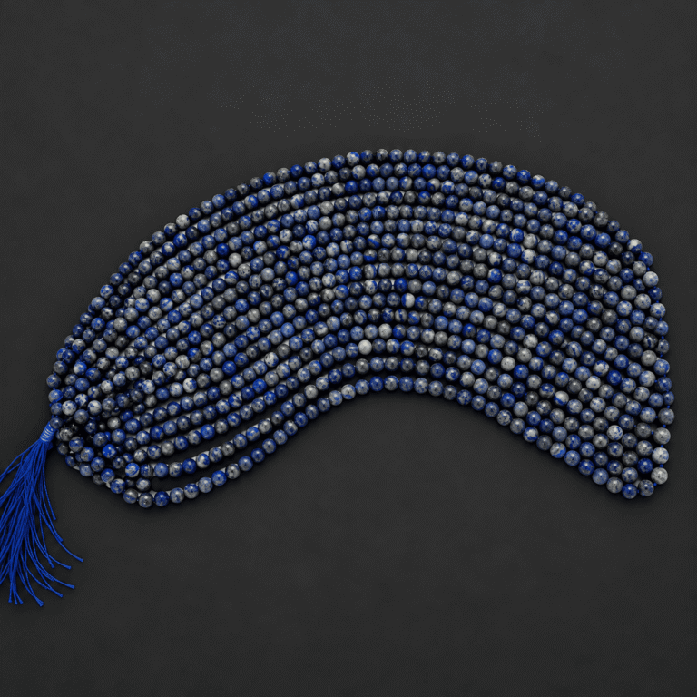 Mavi tonlu 8 mm Lapis Lazuli yuvarlak doğal taş dizi boncuk