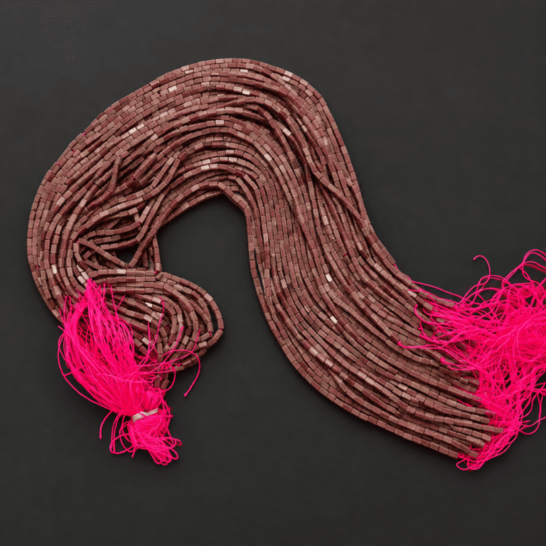 Pembe ve bordo tonlu 2x4 mm dikdörtgen Rodonit doğal taş boncuk dizi