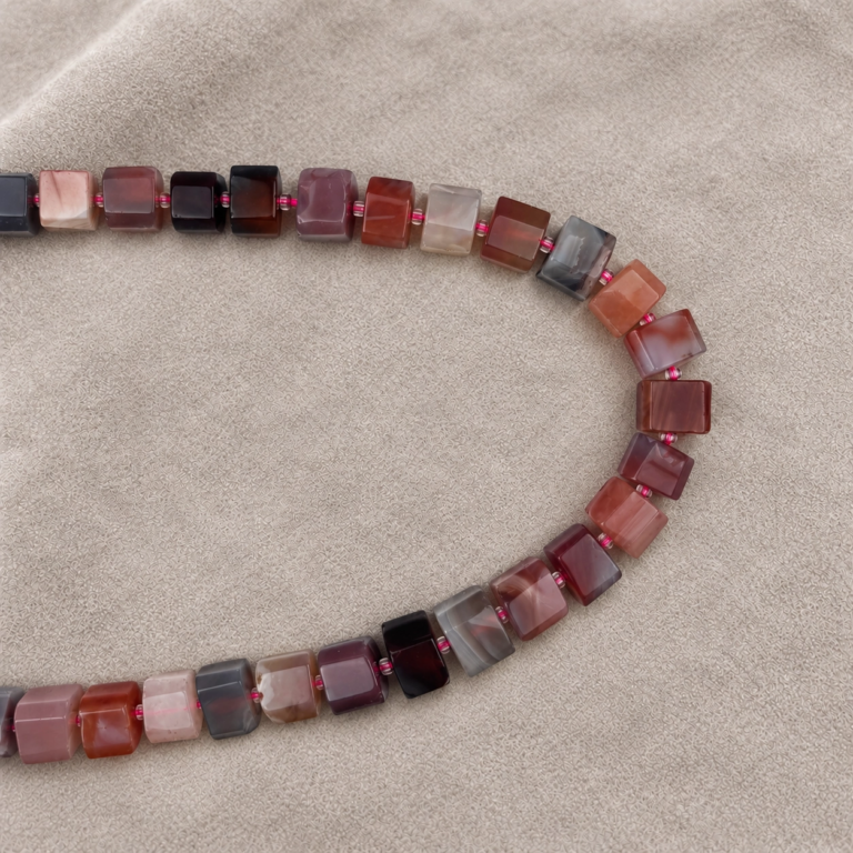 12X10MM SİLİNDİR BOSTVANA AKİK PEMBE DİZİ, görsel 2